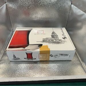 Pasabahce Turkish 6 Glass and 6 Saucer Set 3 1/4”